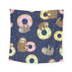 Cute Sloth With Sweet Doughnuts Square Tapestry (small) by Sobalvarro