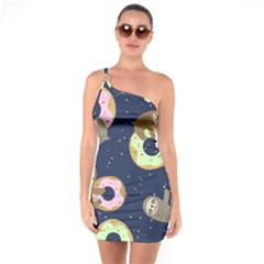 Cute Sloth With Sweet Doughnuts One Soulder Bodycon Dress by Sobalvarro