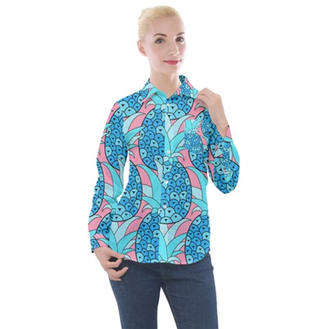 Pineapples Women s Long Sleeve Pocket Shirt by Sobalvarro