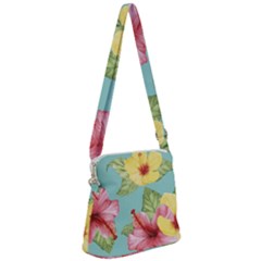 Hibiscus Zipper Messenger Bag by Sobalvarro