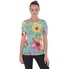 Hibiscus Shoulder Cut Out Short Sleeve Top by Sobalvarro