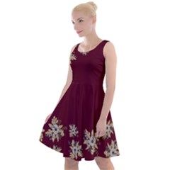 Plumberry Red Harvest Pattern Dipped- Knee Length Skater Dress by bohojosartulfashion