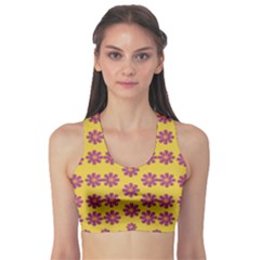 Fantasy Fauna Floral In Sweet Yellow Sports Bra by pepitasart