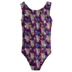 Angel Cherub Butterflies Magenta Kids  Cut-out Back One Piece Swimsuit by snowwhitegirl