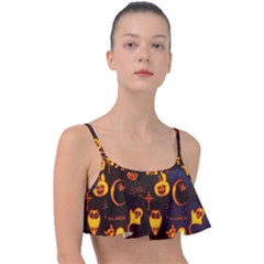 Funny Halloween Design Frill Bikini Top by FantasyWorld7