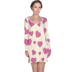 Flat Love Symbol Pattern Long Sleeve Nightdress by Vaneshart