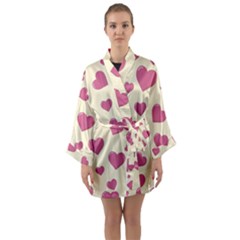 Flat Love Symbol Pattern Long Sleeve Satin Kimono by Vaneshart