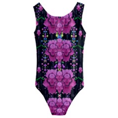 In The Dark Is Rain And Fantasy Flowers Decorative Kids  Cut-out Back One Piece Swimsuit by pepitasart
