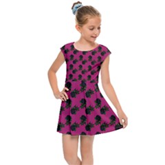 Black Rose Pink Kids  Cap Sleeve Dress