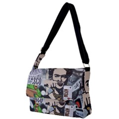 Frida Kahlo Brick Wall Graffiti Urban Art With Grunge Eye And Frog  Full Print Messenger Bag (s) by snek