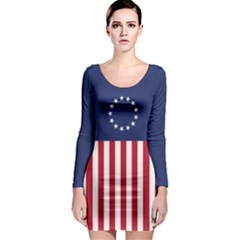 Betsy Ross Flag Usa America United States 1777 Thirteen Colonies Vertical Long Sleeve Bodycon Dress by snek