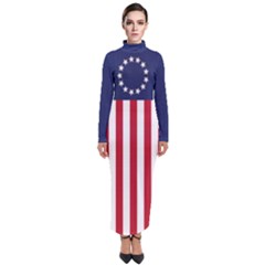Betsy Ross Flag Usa America United States 1777 Thirteen Colonies Vertical Turtleneck Maxi Dress by snek
