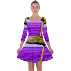 Pop Art Beach Umbrella Quarter Sleeve Skater Dress by essentialimage