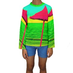 Pop Art Beach Umbrella Kids  Long Sleeve Swimwear