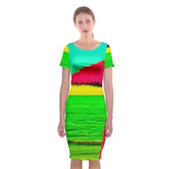 Pop Art Beach Umbrella Classic Short Sleeve Midi Dress