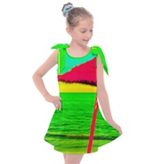 Pop Art Beach Umbrella Kids  Tie Up Tunic Dress