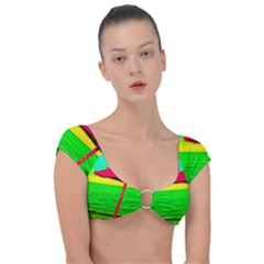 Pop Art Beach Umbrella Cap Sleeve Ring Bikini Top