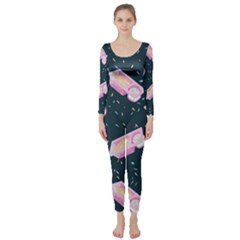 Dunkaroos Funfetti Print Dark Blue 1 Long Sleeve Catsuit by elizabethjonesstyling