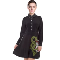 Pepe The Frog Rare Celtic Viking Norse Dragon Pattern Deus Vult Medieval Wojak Crusader Long Sleeve Chiffon Shirt Dress by snek