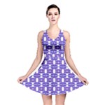 Purple  White  Abstract Pattern Reversible Skater Dress