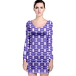 Purple  White  Abstract Pattern Long Sleeve Bodycon Dress