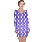 Purple  White  Abstract Pattern Long Sleeve Nightdress