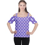 Purple  White  Abstract Pattern Cutout Shoulder Tee