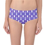 Purple  White  Abstract Pattern Mid-Waist Bikini Bottoms