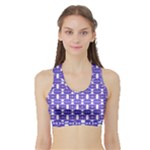 Purple  White  Abstract Pattern Sports Bra with Border