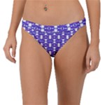 Purple  White  Abstract Pattern Band Bikini Bottom