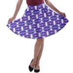 Purple  White  Abstract Pattern A-line Skater Skirt