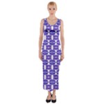 Purple  White  Abstract Pattern Fitted Maxi Dress