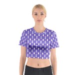 Purple  White  Abstract Pattern Cotton Crop Top