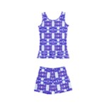 Purple  White  Abstract Pattern Kids  Boyleg Swimsuit