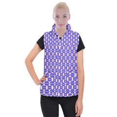 Purple  White  Abstract Pattern Women s Button Up Vest by BrightVibesDesign