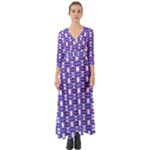 Purple  White  Abstract Pattern Button Up Boho Maxi Dress