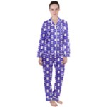 Purple  White  Abstract Pattern Satin Long Sleeve Pyjamas Set