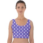 Purple  White  Abstract Pattern Velvet Crop Top