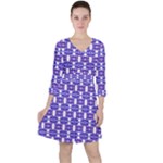 Purple  White  Abstract Pattern Ruffle Dress