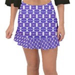 Purple  White  Abstract Pattern Fishtail Mini Chiffon Skirt