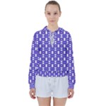 Purple  White  Abstract Pattern Women s Tie Up Sweat