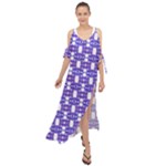 Purple  White  Abstract Pattern Maxi Chiffon Cover Up Dress