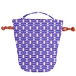 Purple  White  Abstract Pattern Drawstring Bucket Bag