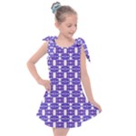 Purple  White  Abstract Pattern Kids  Tie Up Tunic Dress