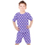 Purple  White  Abstract Pattern Kids  Tee and Shorts Set