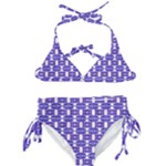 Purple  White  Abstract Pattern Kids  Classic Bikini Set