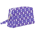 Purple  White  Abstract Pattern Wristlet Pouch Bag (Large)