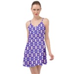 Purple  White  Abstract Pattern Summer Time Chiffon Dress