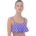 Purple  White  Abstract Pattern Frill Bikini Top