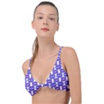 Purple  White  Abstract Pattern Knot Up Bikini Top